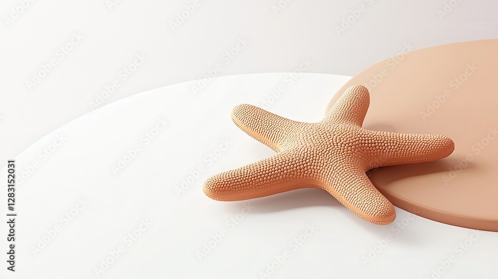 Poster close-up view of a detailed starfish on minimalist background with textured surface