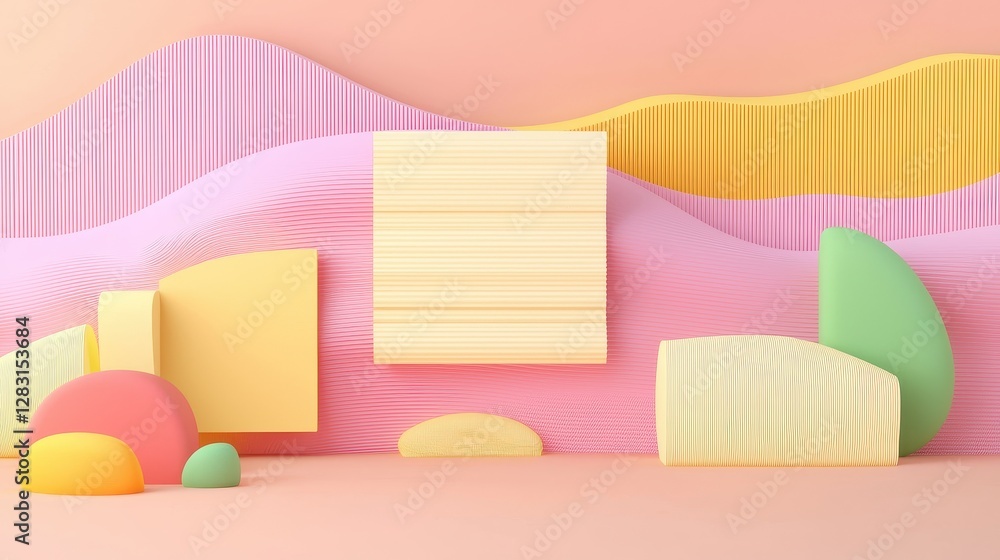 Poster colorful arrangement of sticky notes in a creative display on a soft pink background