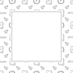 Obraz premium business frame. doodle startup square frame. hand drawn business frame background. startup background