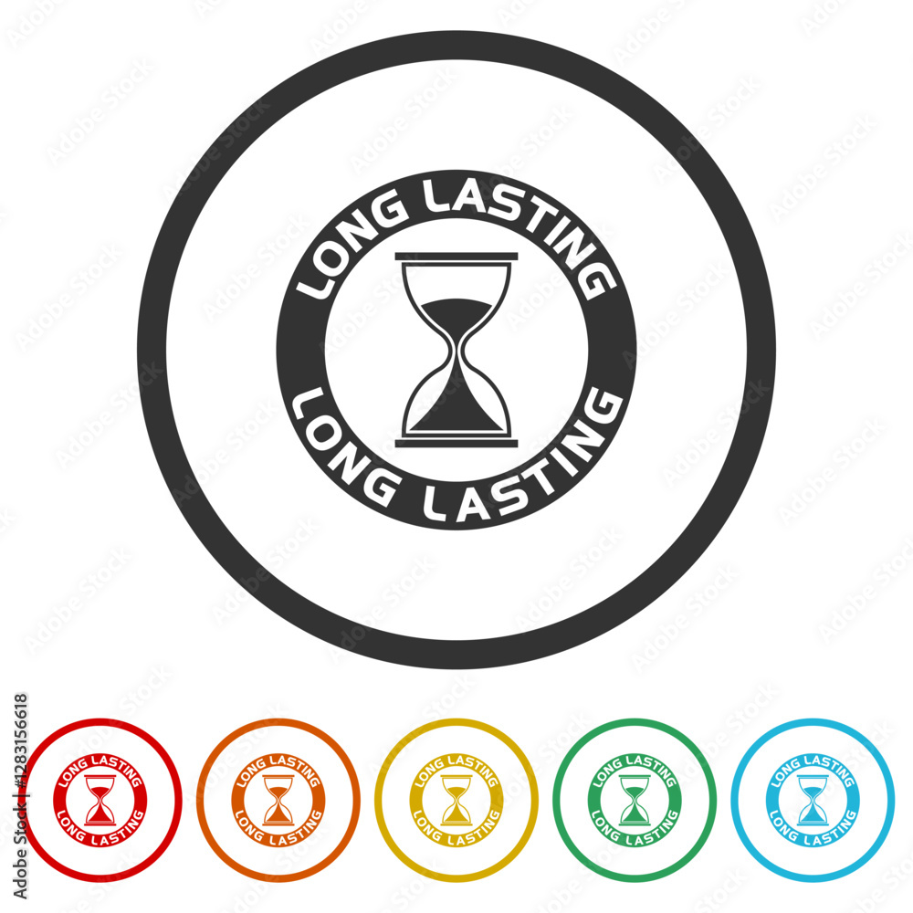 Poster long lasting icon. set icons in color circle buttons