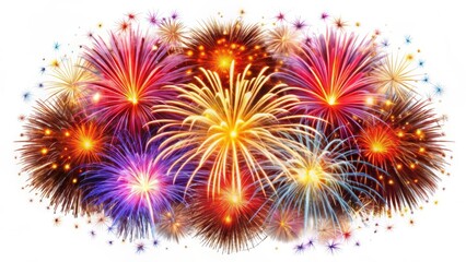 Fototapeta premium Fireworks Display on White Background