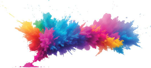 Modern Watercolor Magic: A Burst of Bright Colors in Bold Brush Strokes and Vibrant Splatter, Blending Into a Rainbow Aquarelle Pattern on a Crisp White Background – A Trendy Artistic Element