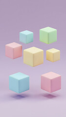 Floating Pastel 3D Cubes