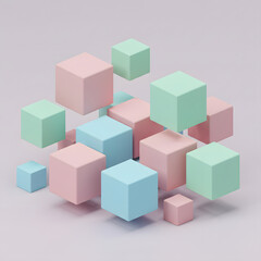 Obraz premium Floating Pastel 3D Cubes