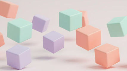 Obraz premium Floating Pastel 3D Cubes