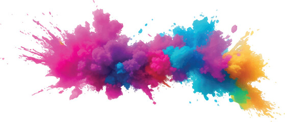 Modern Watercolor Magic: A Burst of Bright Colors in Bold Brush Strokes and Vibrant Splatter, Blending Into a Rainbow Aquarelle Pattern on a Crisp White Background – A Trendy Artistic Element