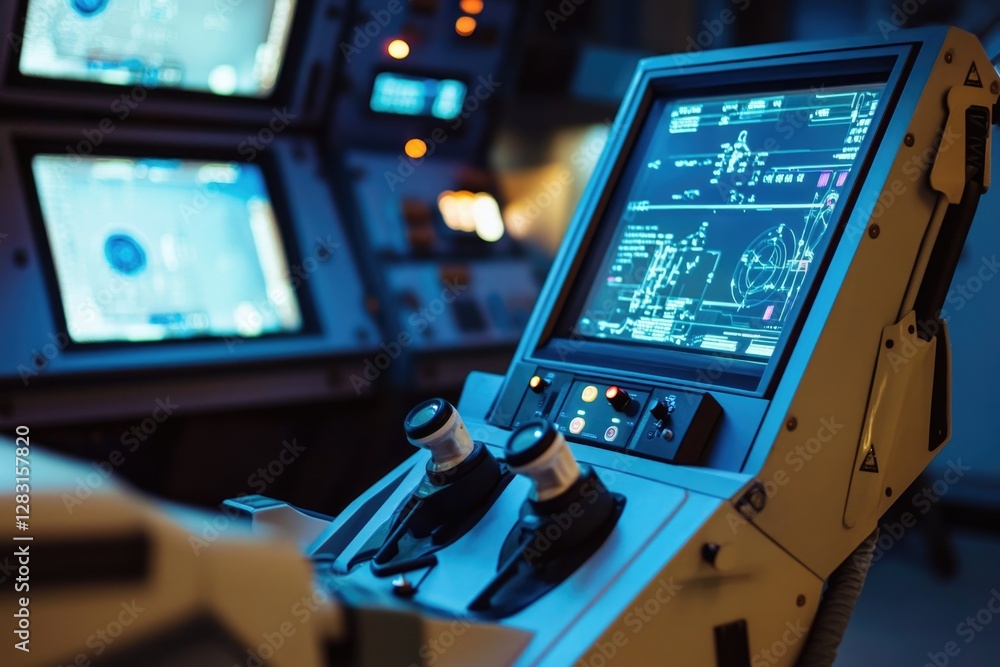 Poster Control panel with multiple monitors, suitable for office or home use