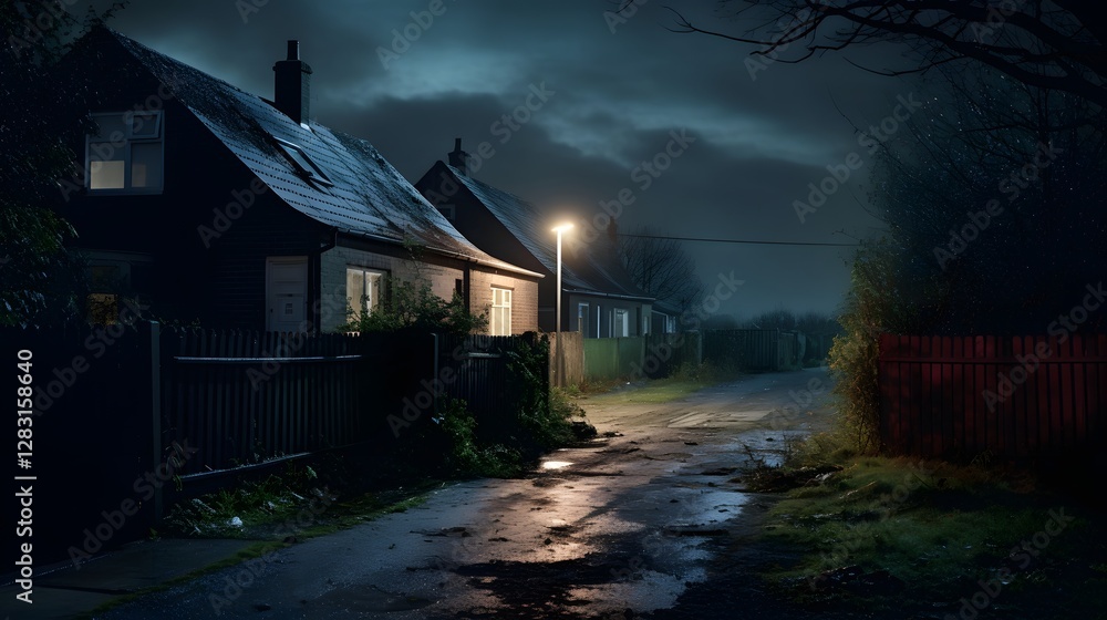 Aufkleber automated night time floodlights that intelligently detect movement and adjust lighting in an urban 