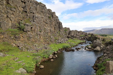Öxara river- a river in Iceland in Pingvellir National Park 
