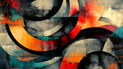 Abstract Curving Shapes in Vibrant Hues