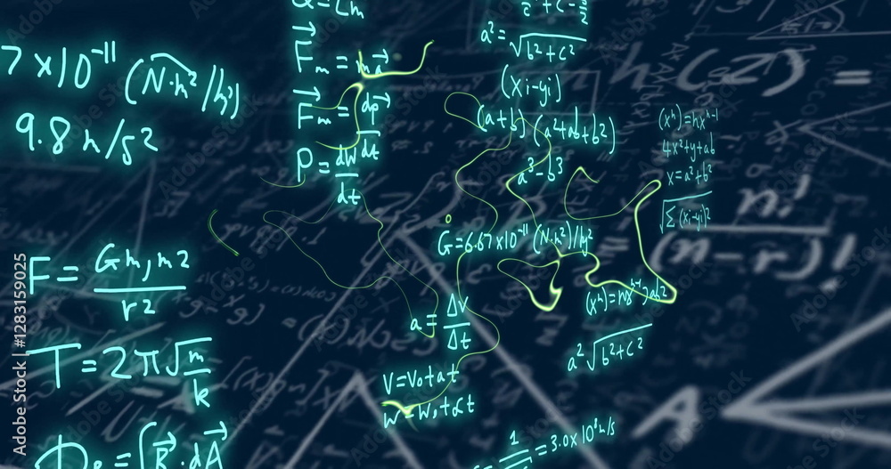 Poster mathematical equations and formulas image over abstract background