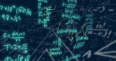 Mathematical equations and formulas image over abstract background