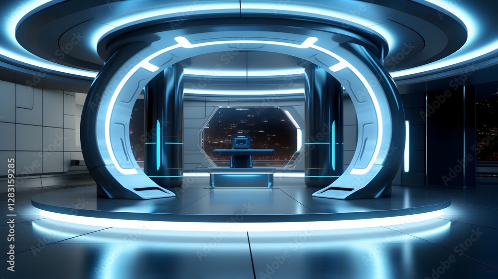 Aufkleber futuristic and intelligent home entrance featuring a voice activated security system for seamless an