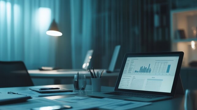 Government spending forecasting by a finance planner in a professional office. Featuring budget evaluation and financial projections