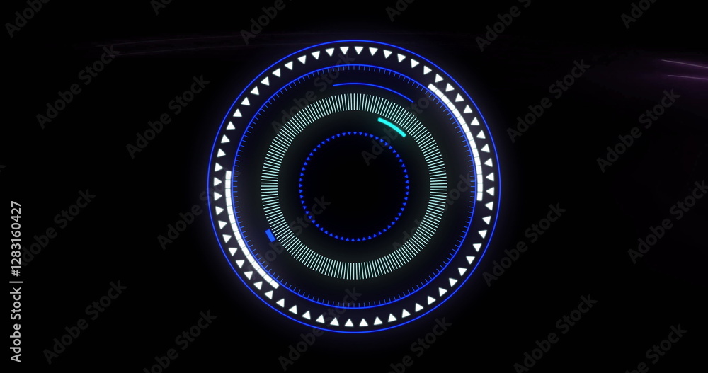 Aufkleber circular futuristic interface image with rotating elements and glowing blue accents