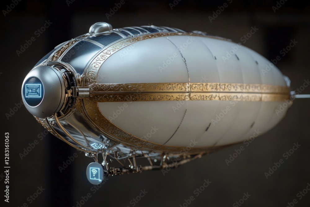 Poster a decorative object with a clock face on a white and gold background, suitable for use in interior d