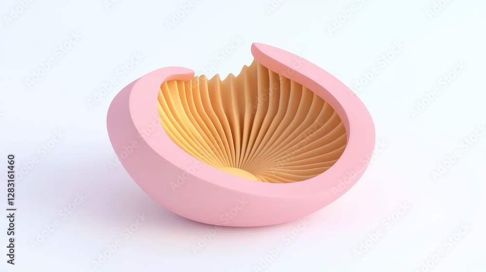 Poster realistic seashell with intricate ridges, isolated on white background for creative and artistic use
