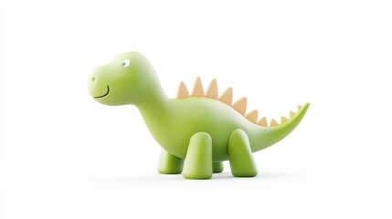 Fototapeta premium Realistic Green Plastic Toy Dinosaur Isolated on White Background for Creative Projects and Educational Use