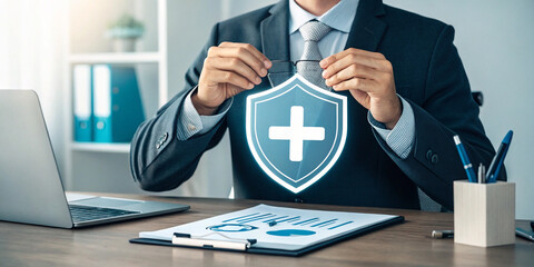 Businessman Holding Health Insurance Policy Document for Coverage Awareness