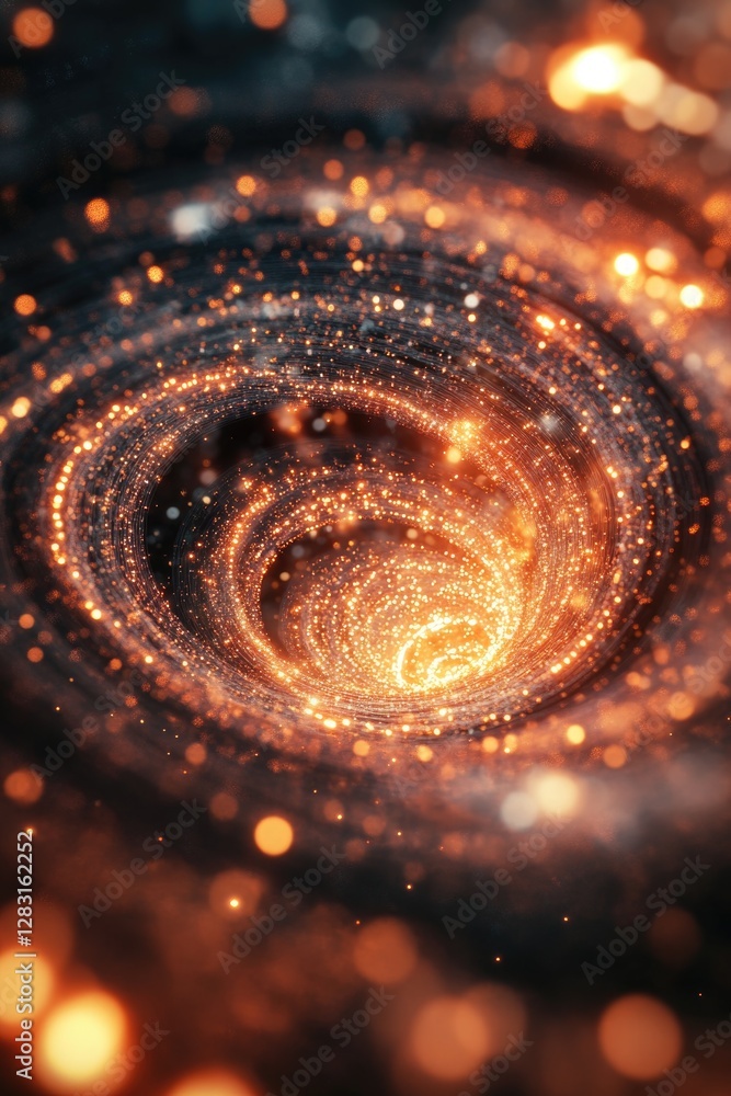 Poster a spiral shaped object is situated in the center of a dark background, perfect for representing comp