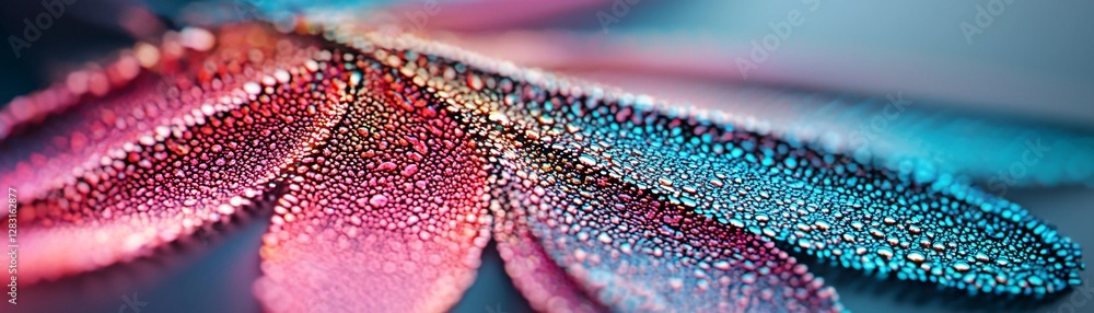 Poster a butterfly whose wings shift between vibrant colors and delicate lace-like patterns, dynamic moveme