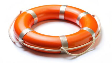 Orange Lifebuoy on White Background