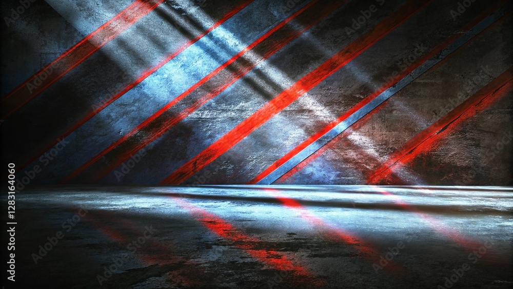 Poster empty room or gaming background for product placement or showcase. abstract composition of curving l