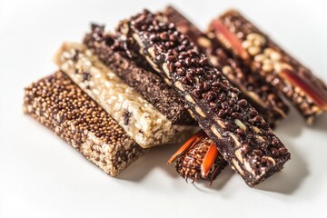 Assorted chocolate bars displayed on a clean white plate