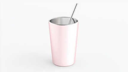 Stylish Stainless Steel Tumbler with Straw in Elegant Silver Color for Cold and Hot Beverages