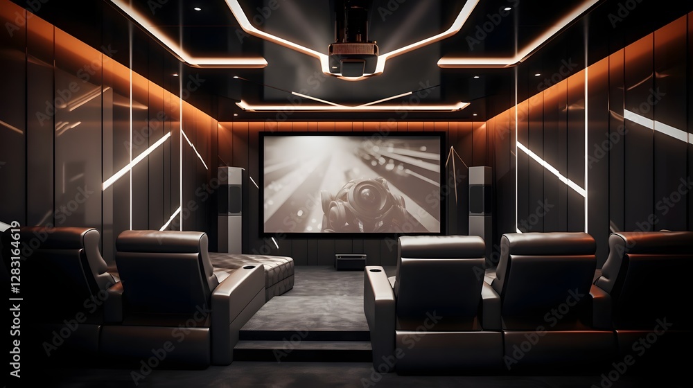 Aufkleber cutting edge home theater setup featuring advanced smart lighting and seamless automated controls fo