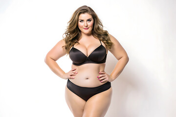 Obraz premium Front and back view plus size model women in bikini.