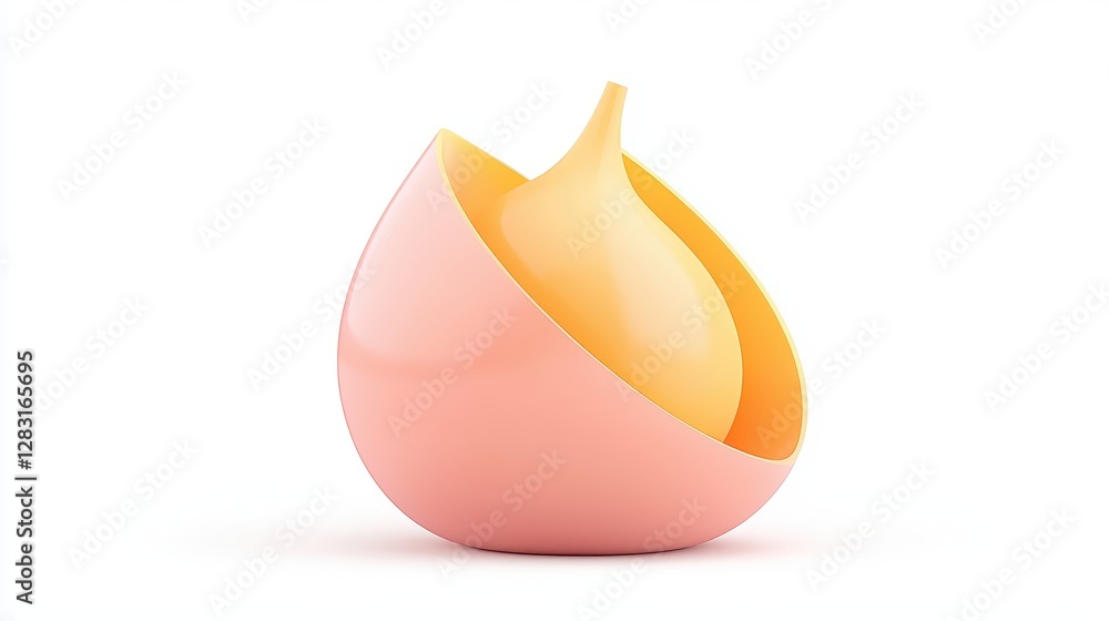 Poster glossy single garlic clove on a minimalistic background with smooth color transitions and elegant te