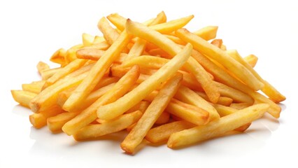 Pile of French Fries on White Background
