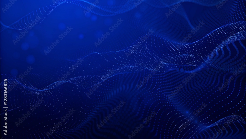 Poster modern motion waving dots texture with glowing defocused particles. technology digital wave backgrou