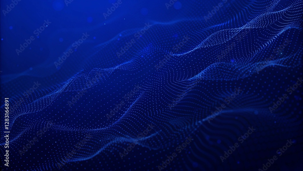 Poster modern motion waving dots texture with glowing defocused particles. technology digital wave backgrou