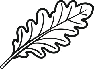 Simple Line Art Illustration of an Oak Leaf