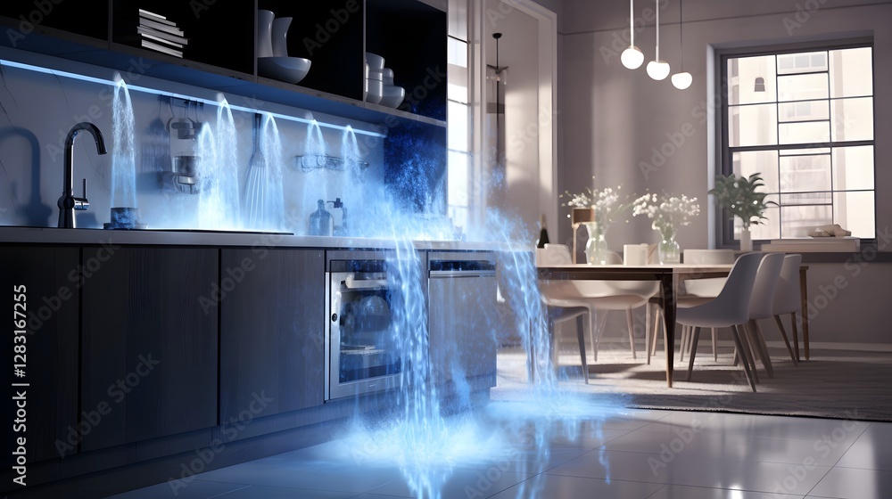 Aufkleber innovative smart water leak detection system that alerts homeowner about excess water usage enabling