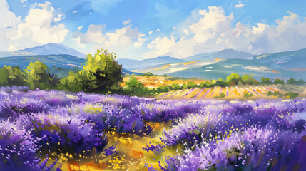 Fototapeta premium landscape with lavender