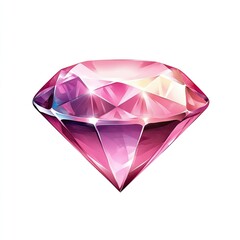 Isolated pink diamond, brilliant cut, glowing,  jewelry design