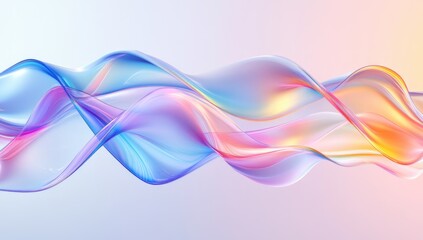 Naklejka premium Abstract background with colorful waves and wavy lines. Rainbow glass ribbon on a light pastel gradient background.