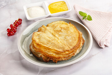 Sweet homemade thick baked pancakes