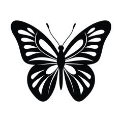 Elegant Black Butterfly Silhouette Vector with Abstract Icon Design
