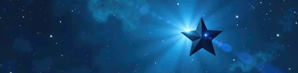 Obraz premium A black star shines brightly against a pale blue background with subtle texture, starlight, dark colored star
