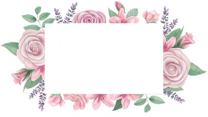 Beautiful watercolor flowers, floral wreath, square frame, border, bouquet. Beautiful summer meadow flowers border. Spring floral wreath, card template