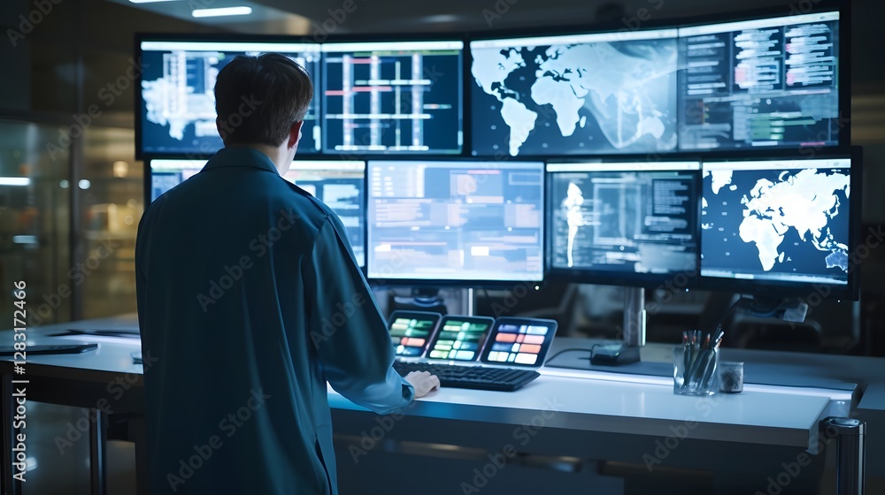 Poster futuristic ai powered healthcare system analyzing biometric data to provide early disease detection 