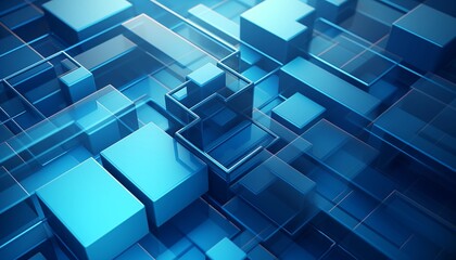 abstract blue background with cubes squares