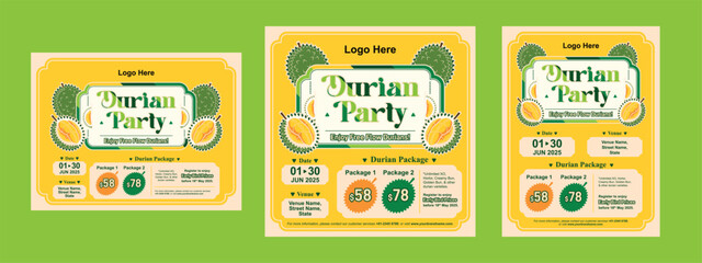 Durian Party Batik theme Illustration Social Media Visual Post