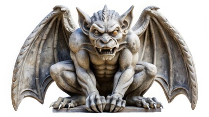 Fototapeta premium Gargoyle Statue on White Background