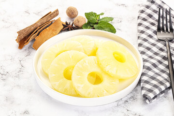 Sweet Canned pineapple in the bowl