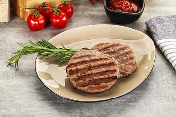 Grilled two beef burger cutlet